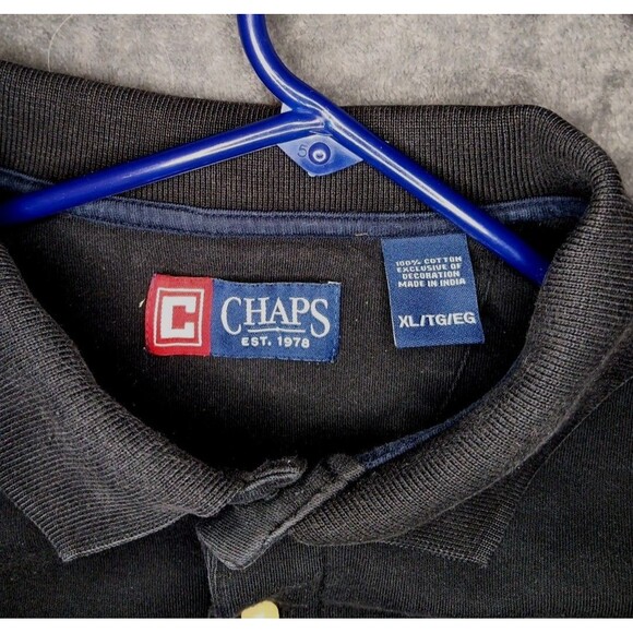 Men's Chaps Black Pull Over Long Sleeve Polo Style Shirt XL - Picture 4 of 5